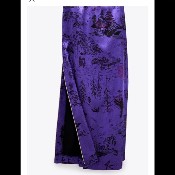 ZARA SATIN PRINTED SKIRT - Picture 3 of 5